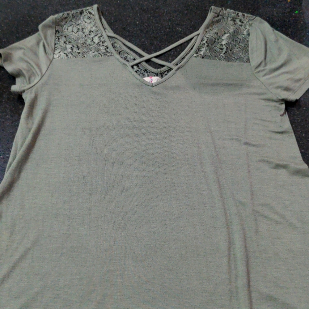 Hippie Rose Green Criss Cross & Lace top